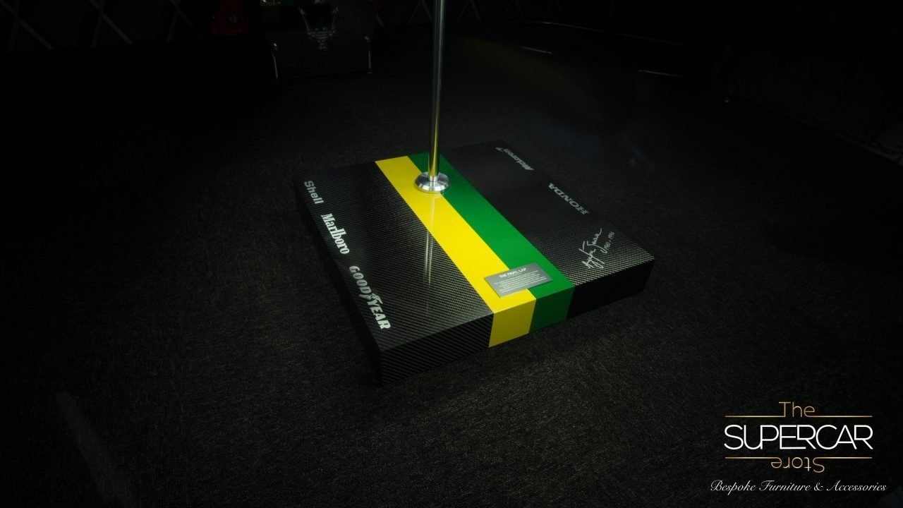 Ayrton Senna The Final Lap McLaren MP4/6 exhaust sculpture — full front view
